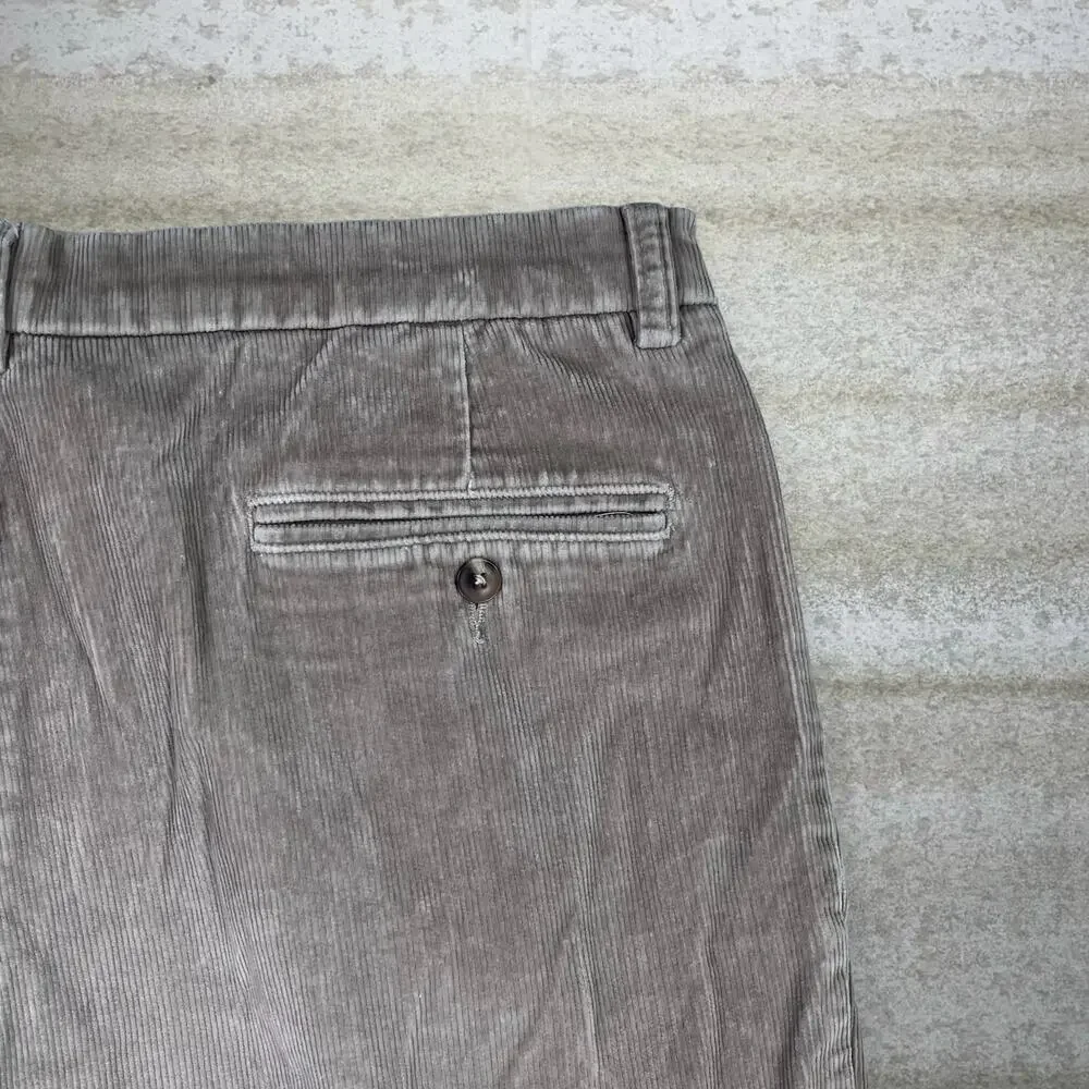 Vintage Y2K Corduroy Pants 38x30 Baggy Wide Leg Fit Tan Pleated Front